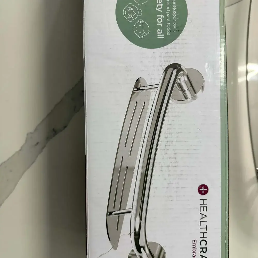 Corner Shower Shelf with Built-in Grab Bar – 2 in 1 Design